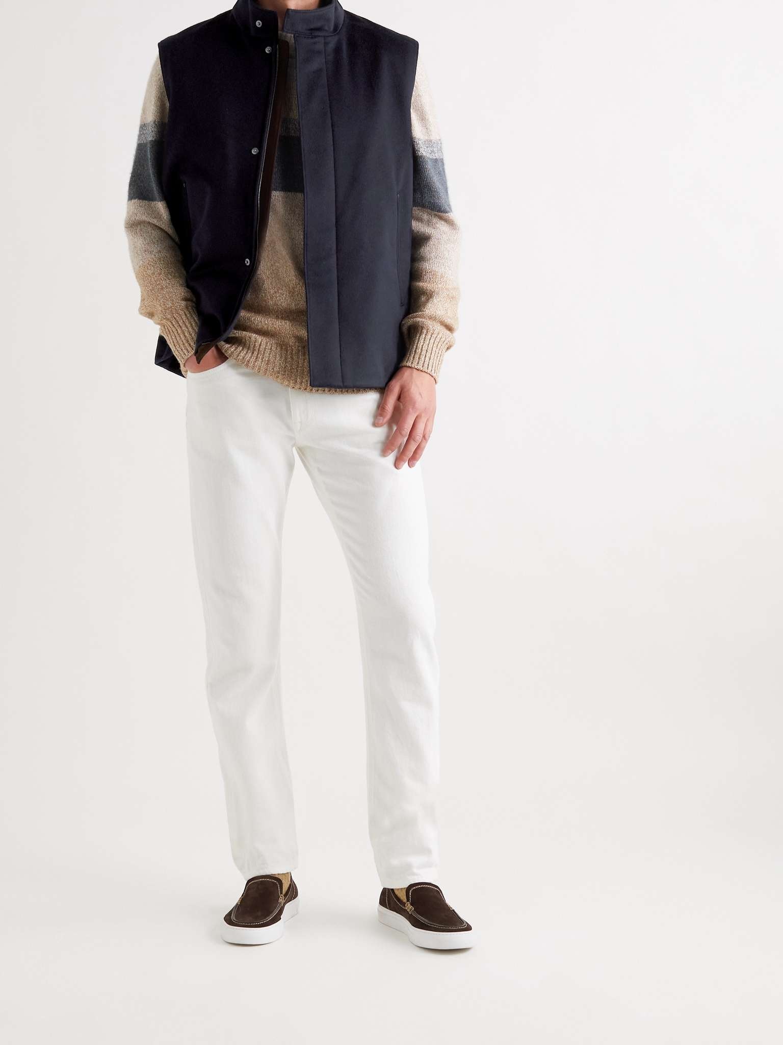 Suede-Trimmed Brushed-Cashmere Gilet - 2