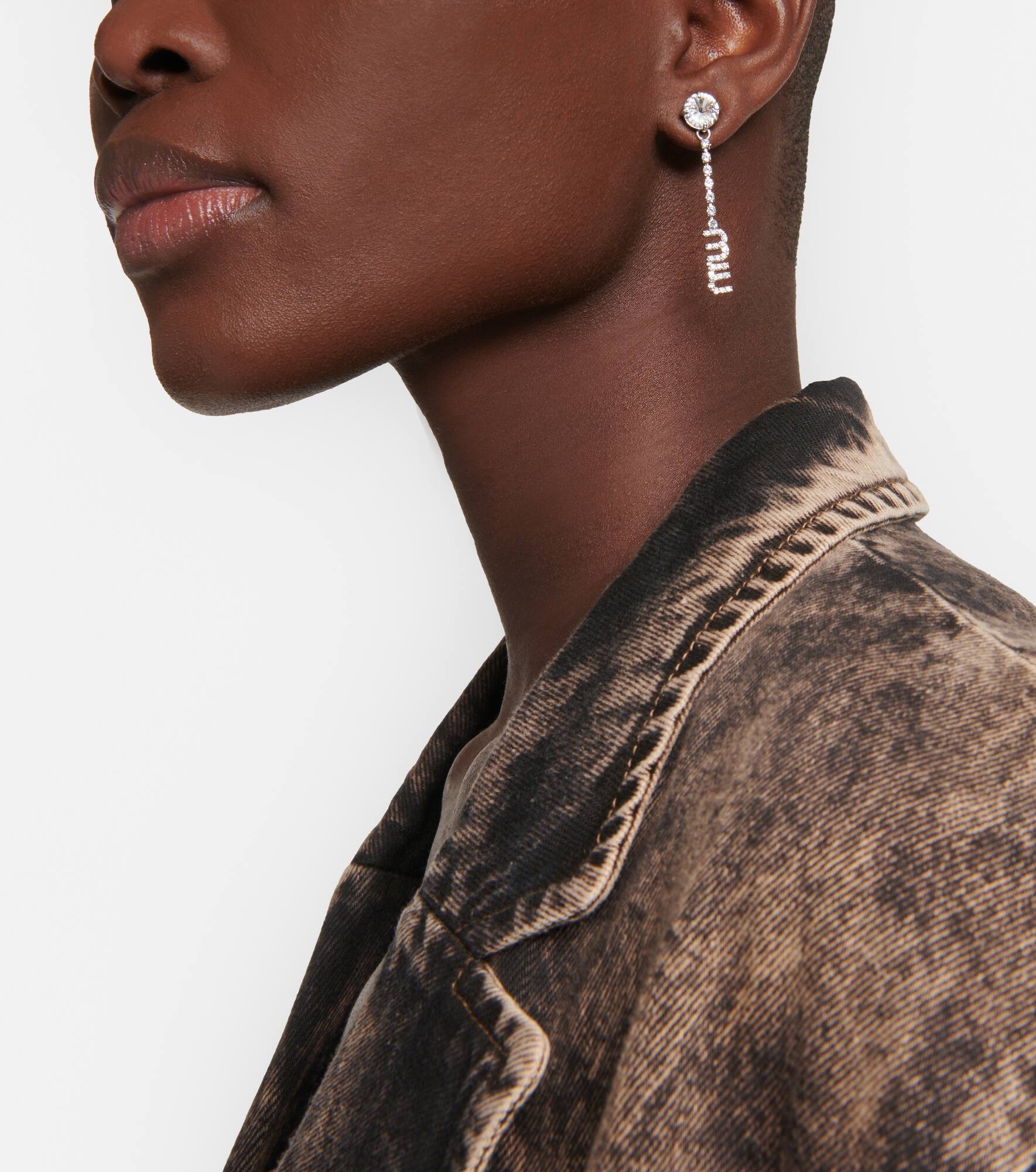 Logo crystal-embellished earrings - 3