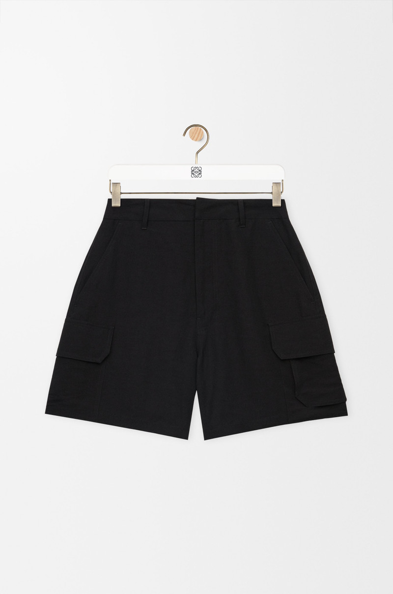 Cargo shorts in viscose and linen - 1