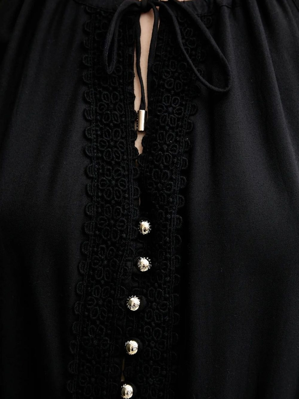lace-insert button-front mini dress - 4