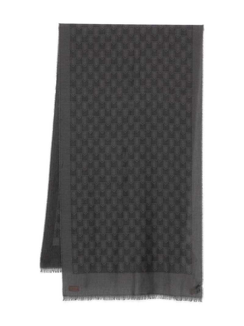 shield-pattern fringed scarf 1