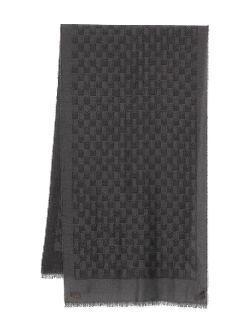 shield-pattern fringed scarf - 1