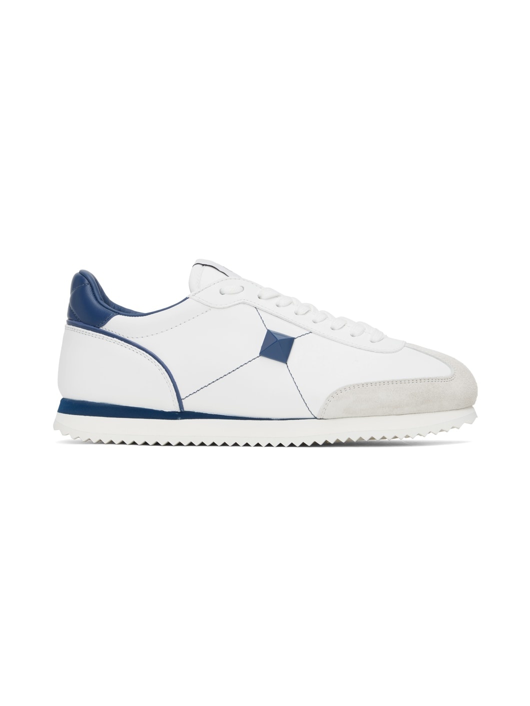 White & Blue Stud Around Sneakers - 1