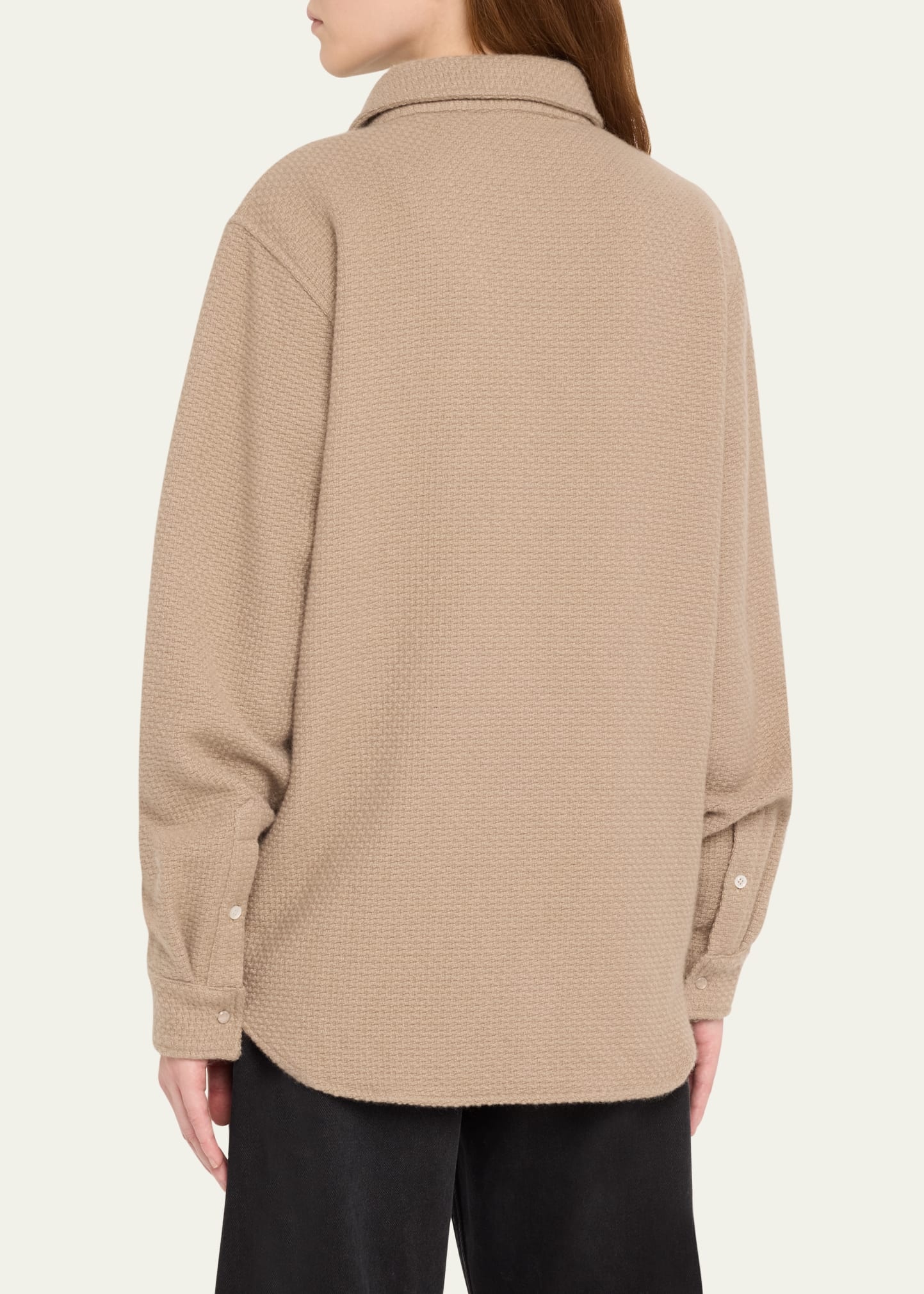 Smoke Waffle Cashmere Shirt Jacket - 3