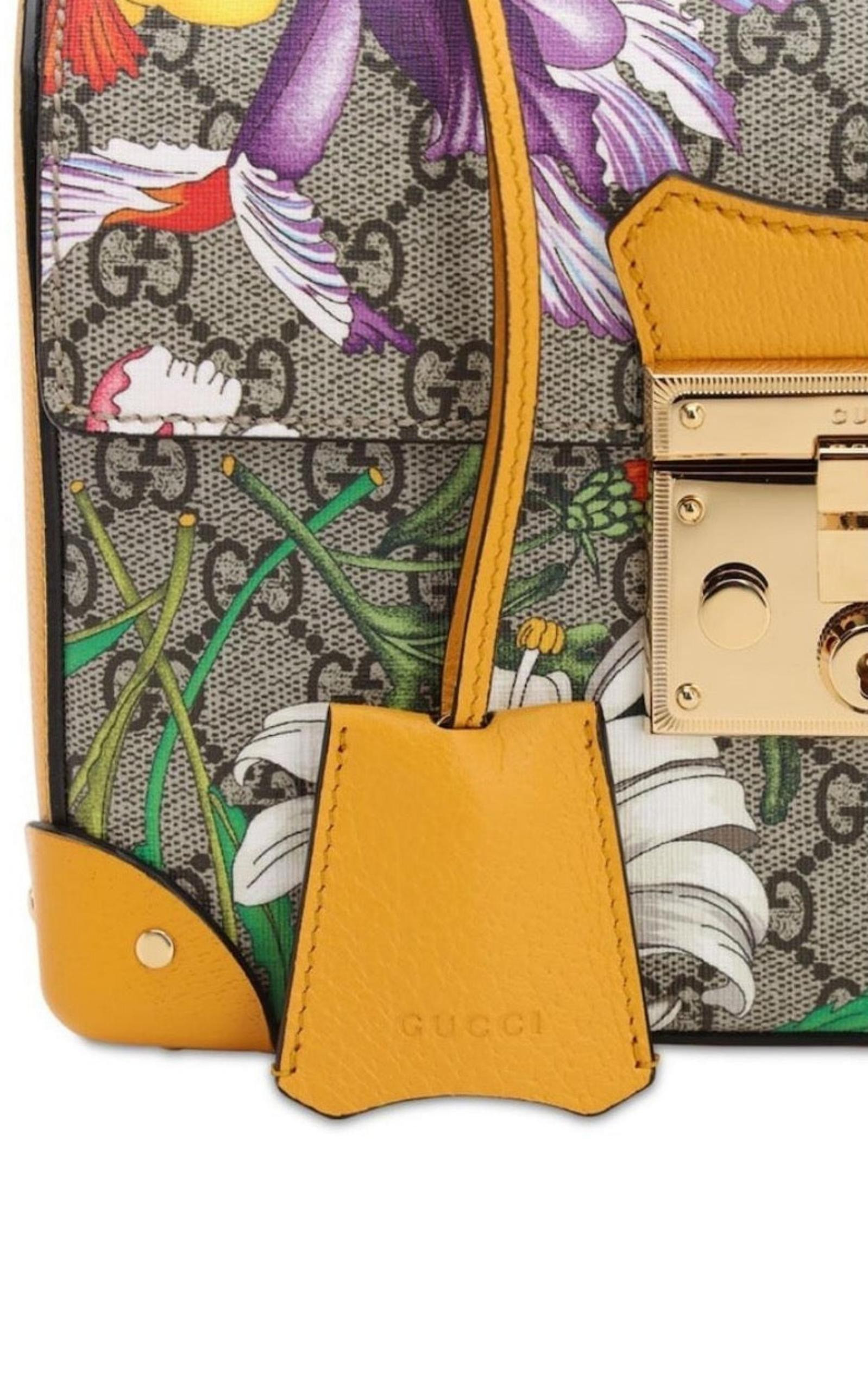 Multicolor Small GG Flora Bamboo Padlock Bag - 5