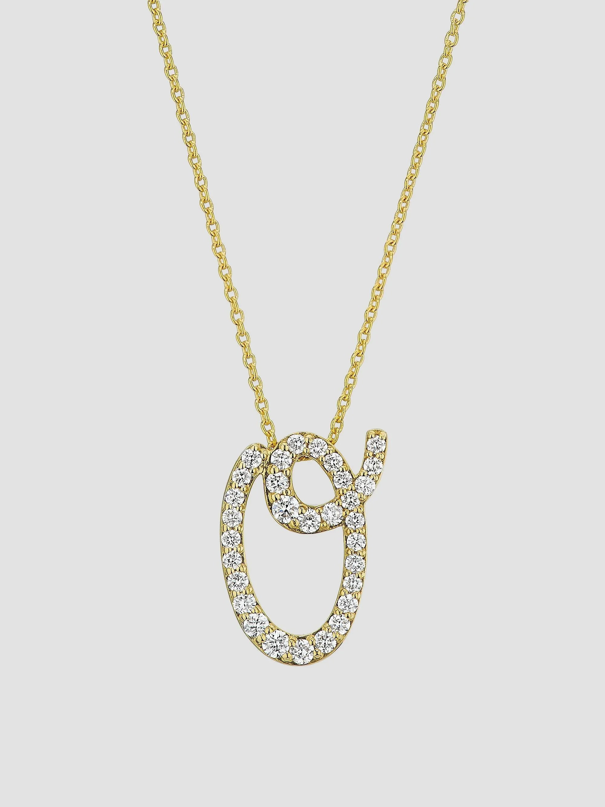 Women's Tiny Treasures Script Initial 18K Yellow Gold, Ruby & 0.24-0.34 TCW Diamond Pendant Necklace - 1