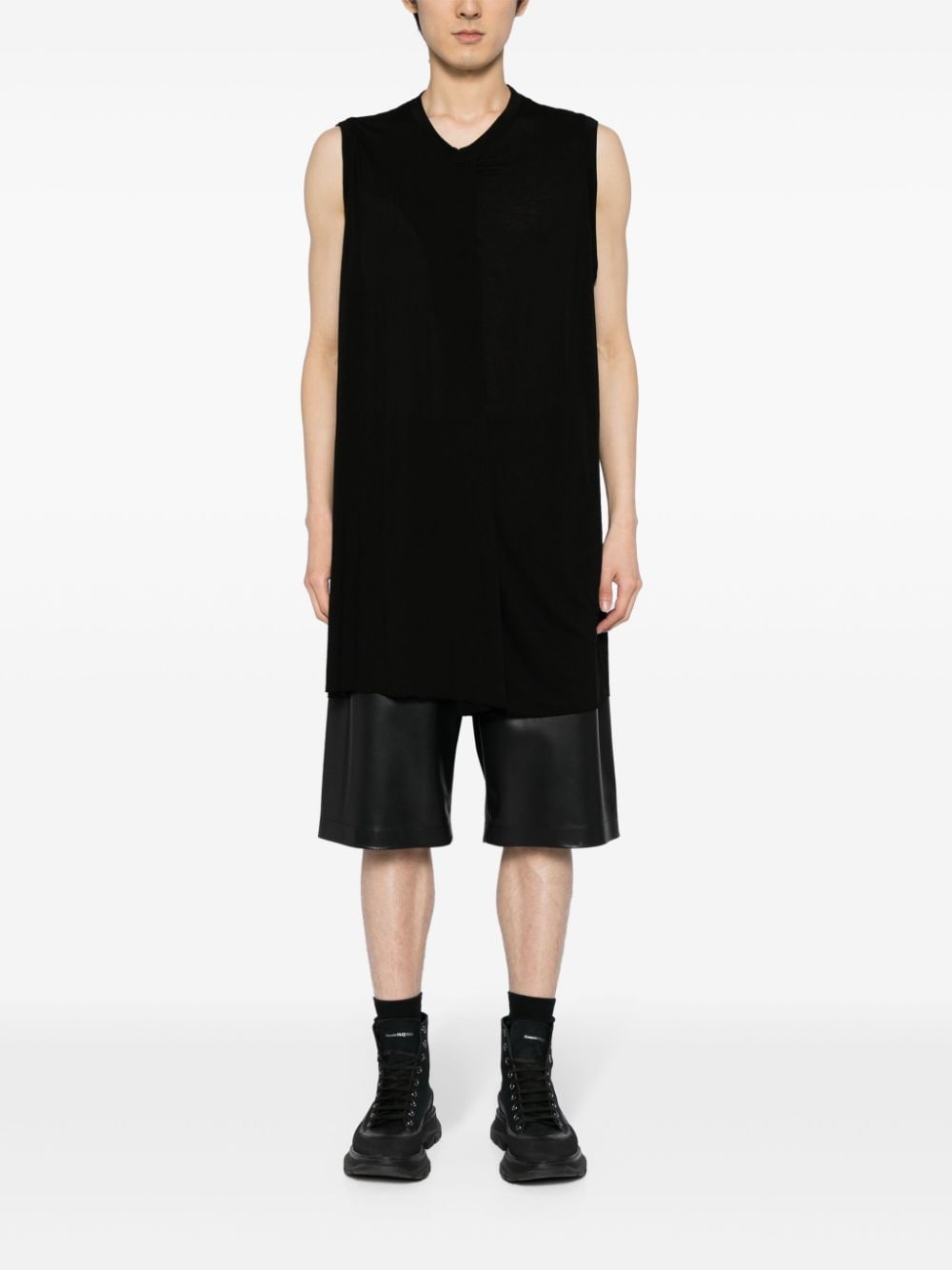 sleeveless long-length T-shirt - 2
