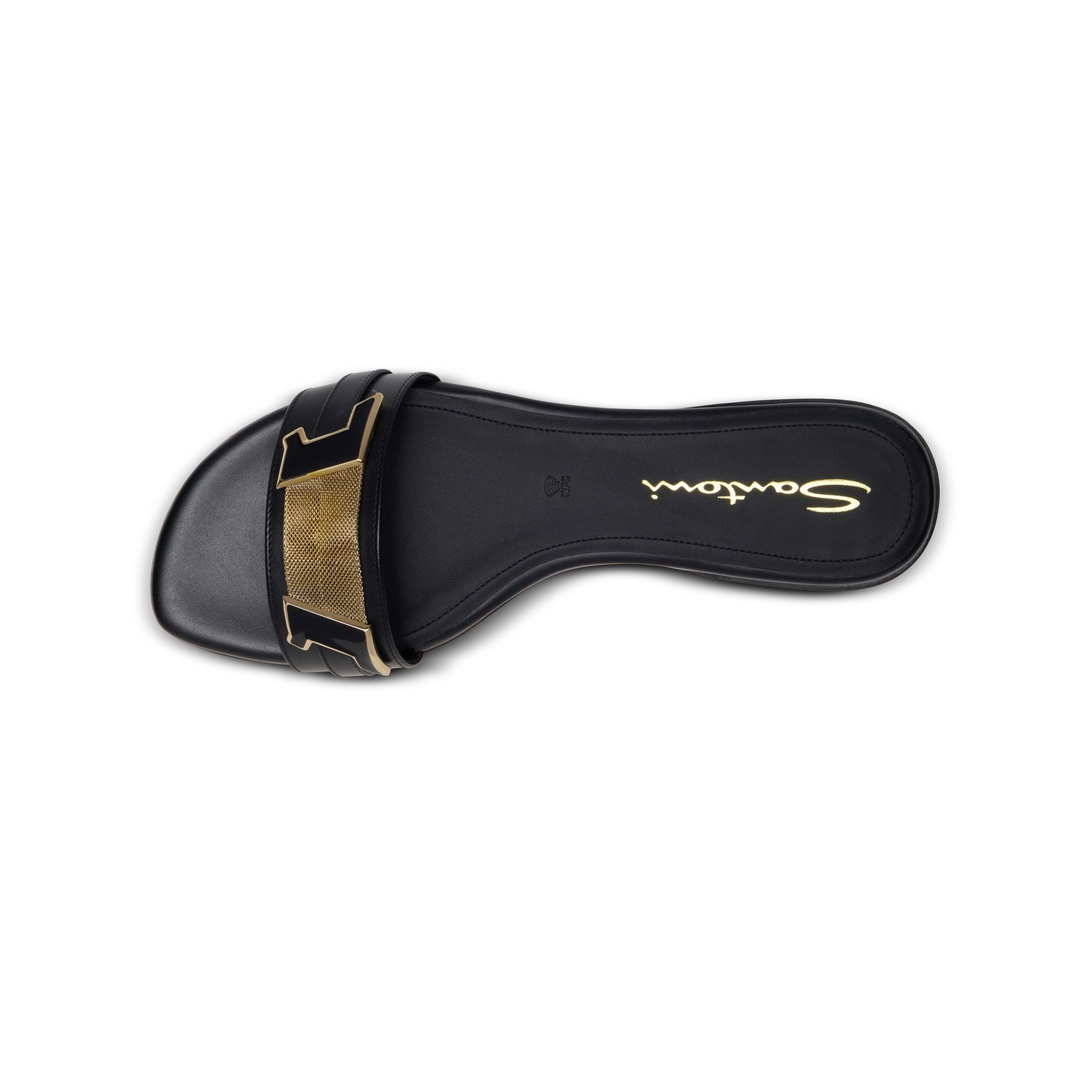 Women's black leather slide sandal - 5