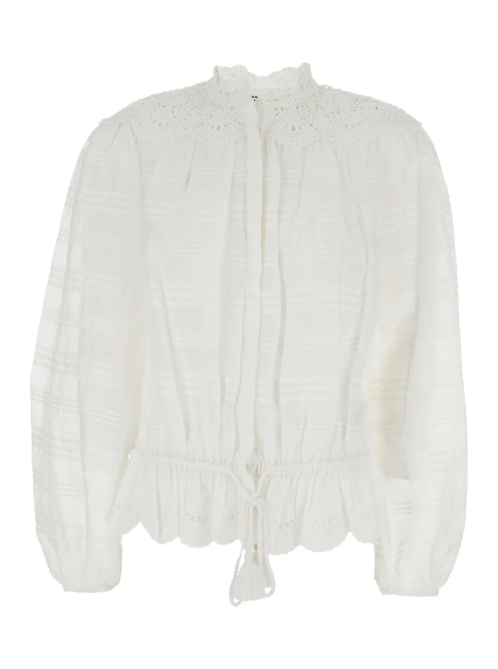 Isabel Marant Etoile Women 'Polly' White Blouse With Choker Neckline And Adjustable Waist With Draws - 1