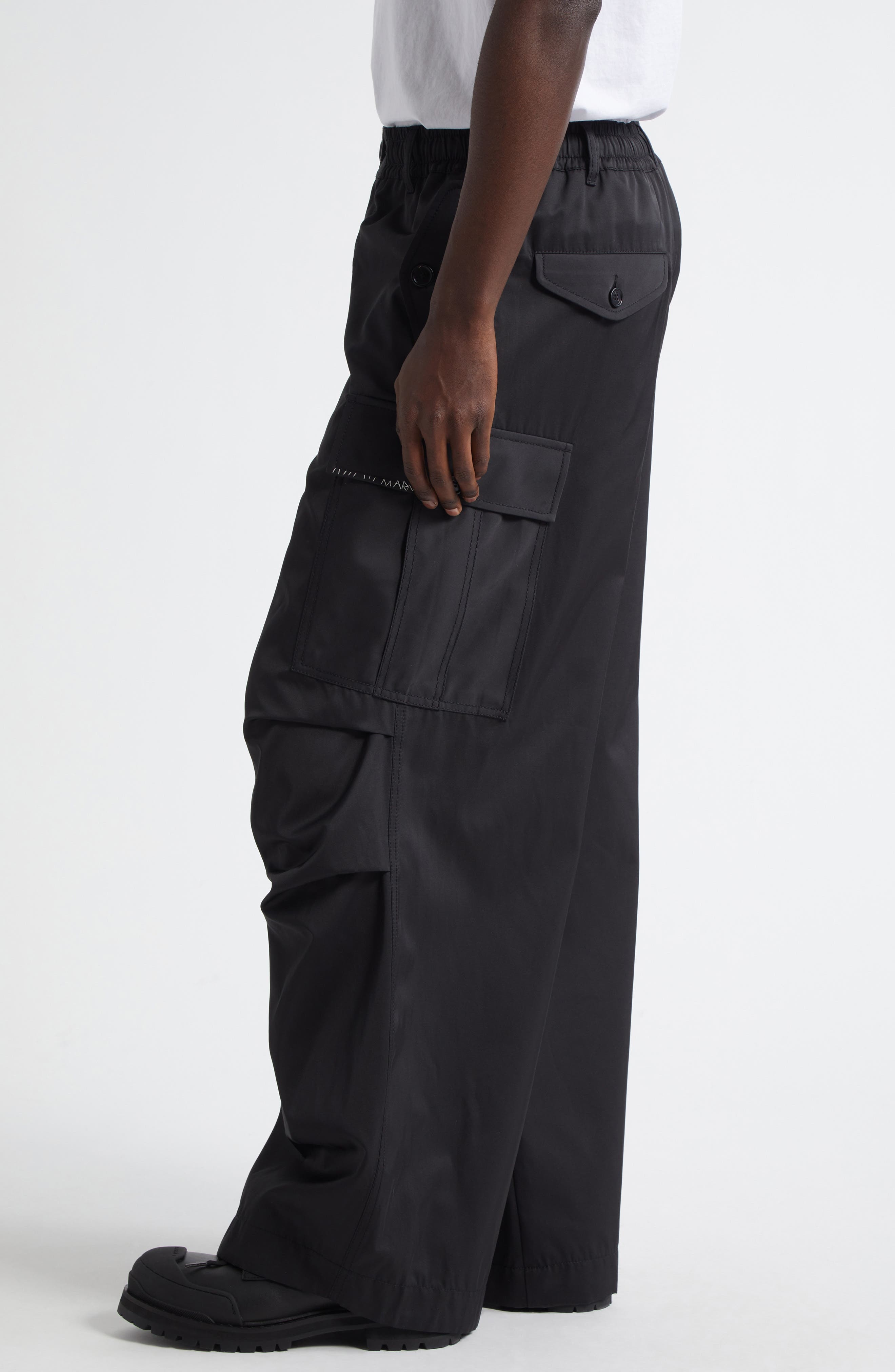 Marni Wide Leg Taffeta Cargo Pants in 00N99 Black at Nordstrom - 4