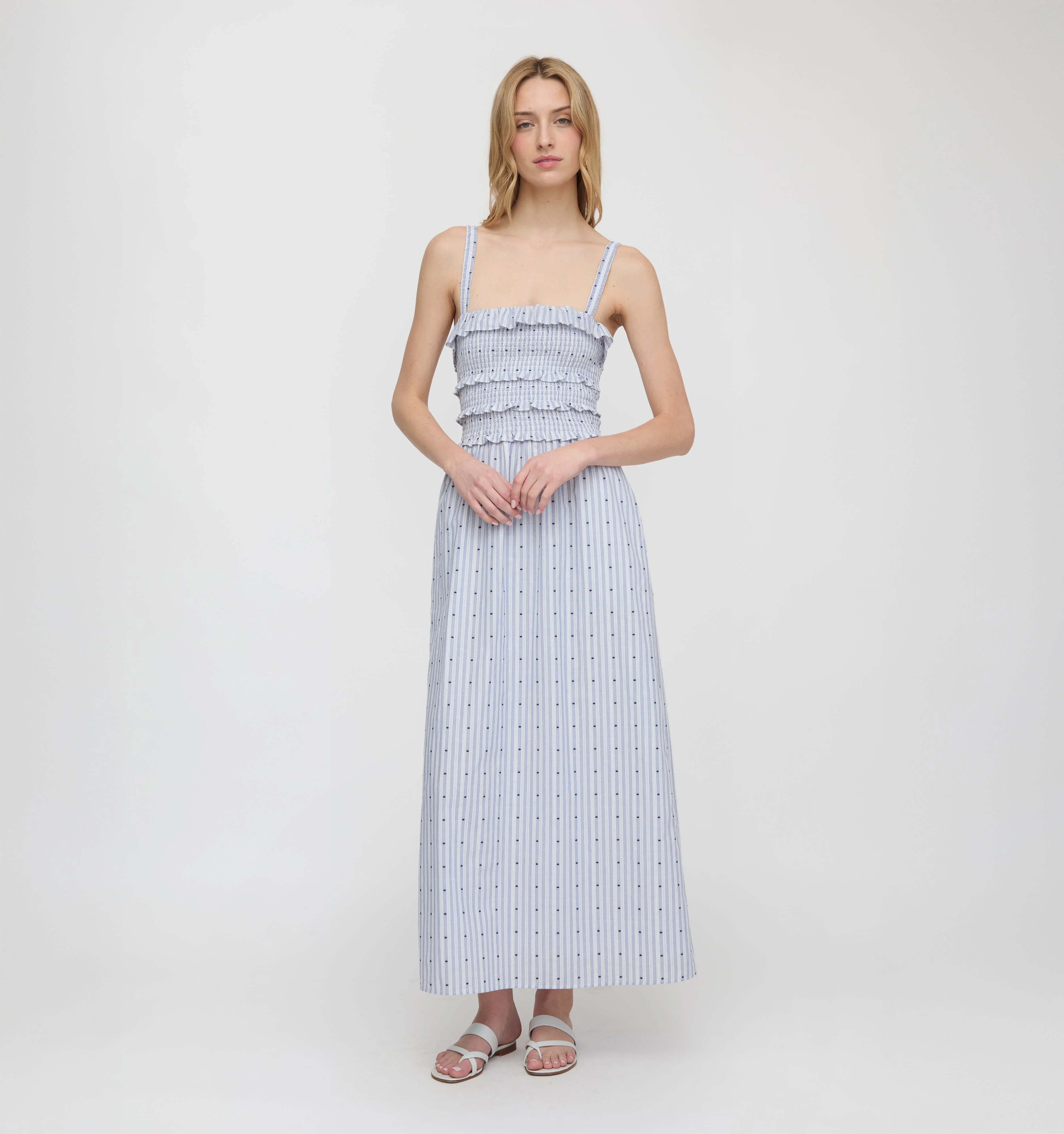 The Analiese Nap Dress - Blue Swiss Dot - 1