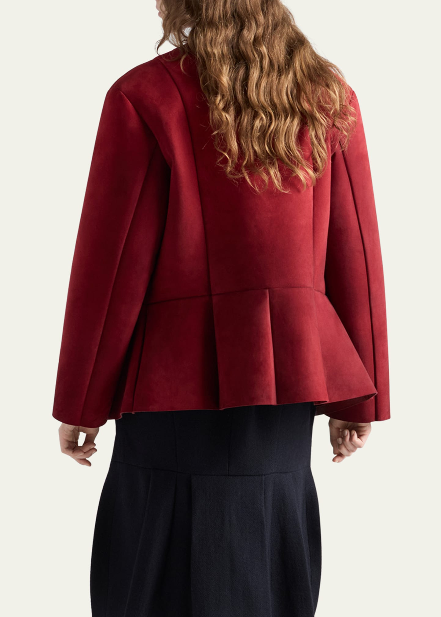 Suede Single-Breasted Coat With Scarf - 3