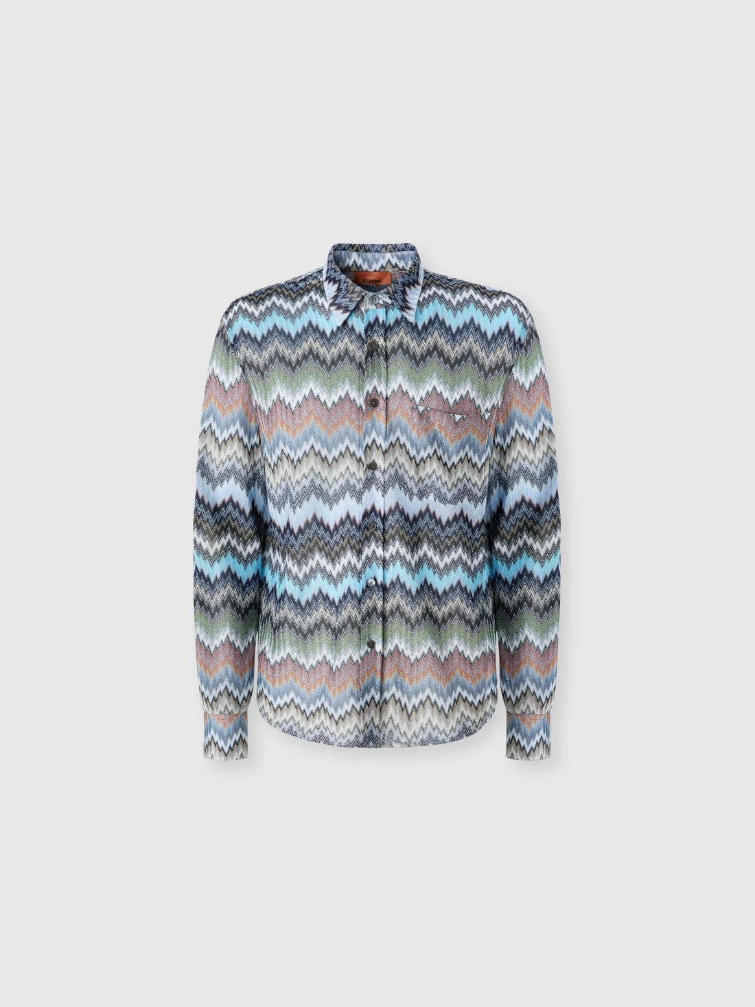 Long-sleeved viscose chevron shirt with snake pattern - 1