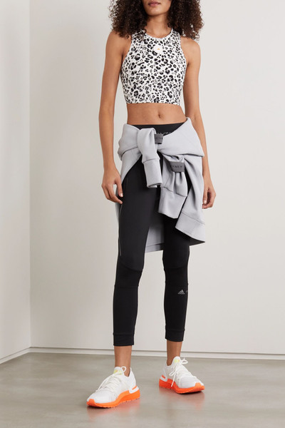 adidas TruePurpose cutout perforated leopard-print stretch top outlook