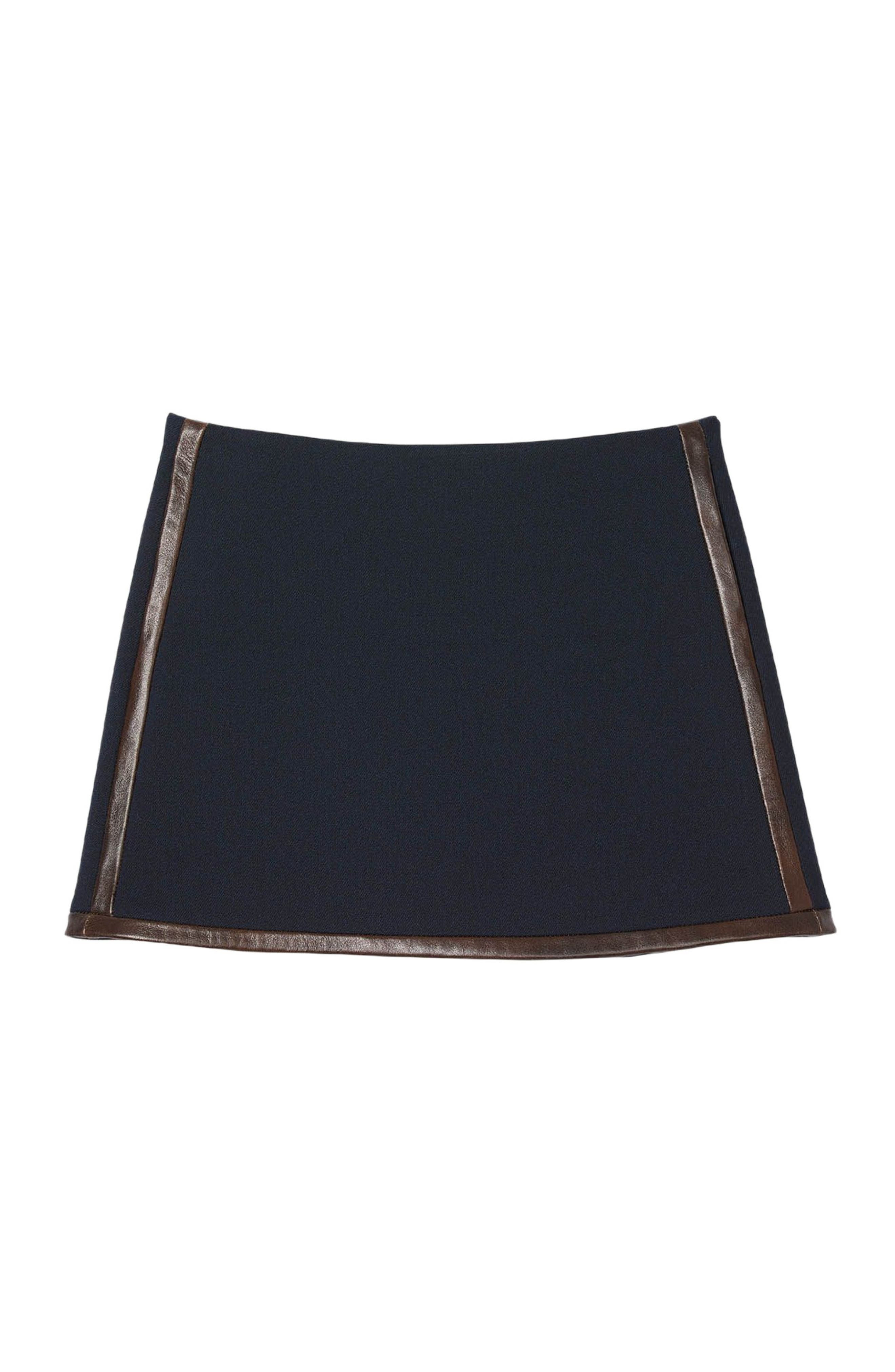 SANDRO Short skirt with leather bands in Navy Blue at Nordstrom - 5