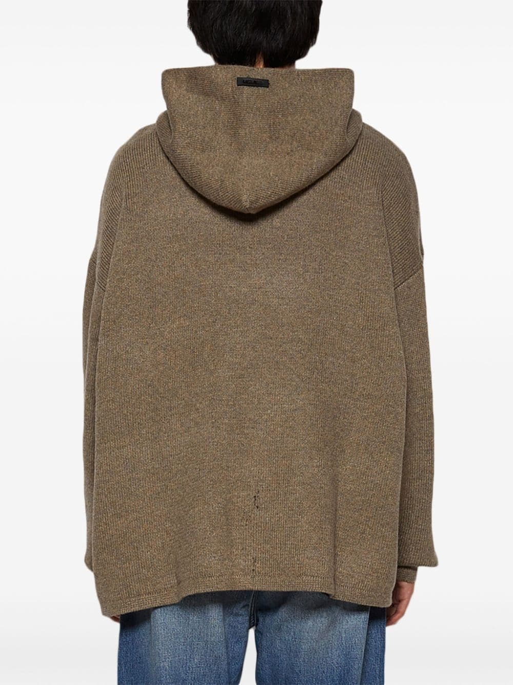 logo-patch knitted hoodie - 5