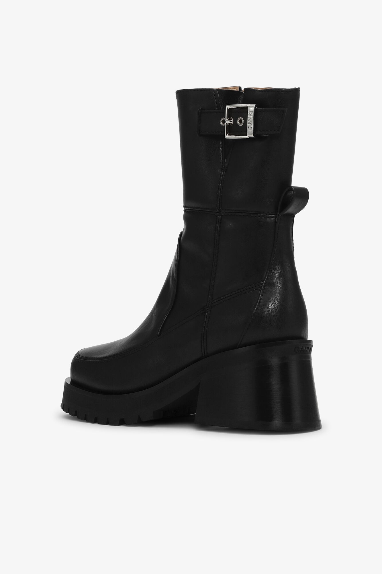 BLACK FEMININE BUCKLE PLATFORM BOOTS - 3
