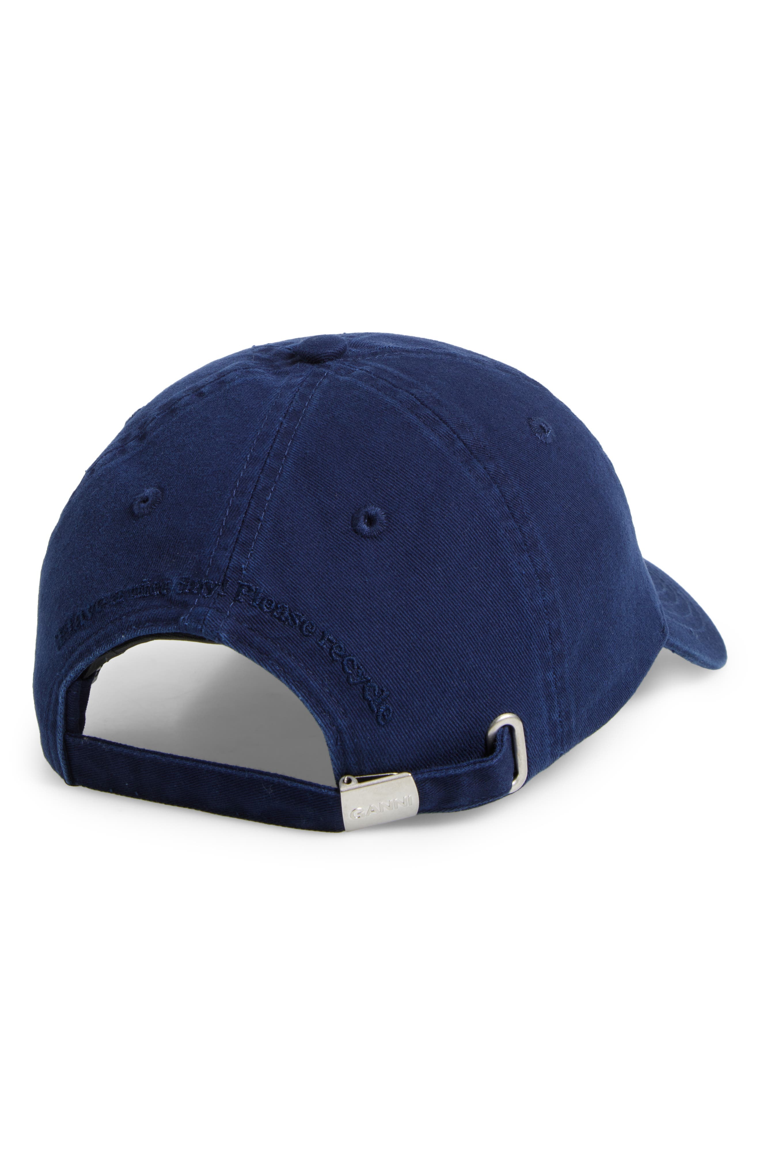Ganni Washed Cotton Canvas Baseball Cap in Sky Captain at Nordstrom - 2