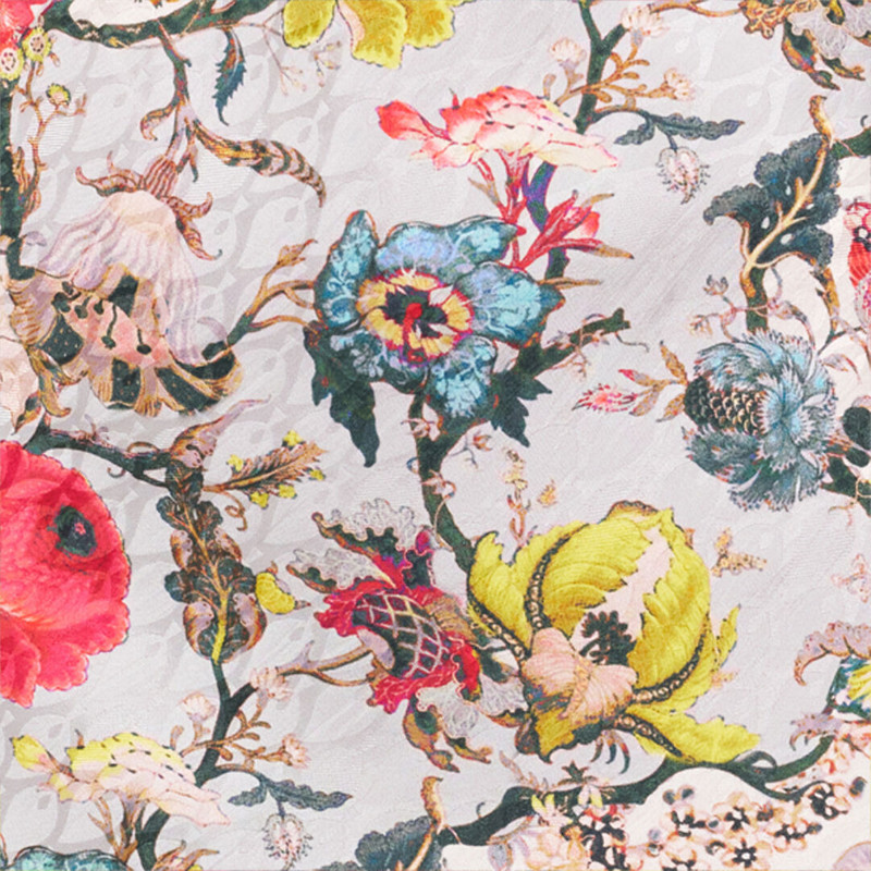 Long Silk Dress with Florentine Flowers Print 5