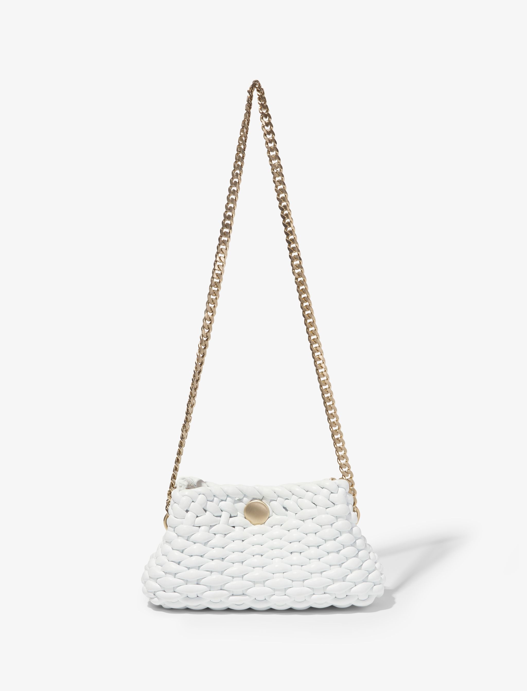 Small Woven Leather Chain Tobo Bag - 7