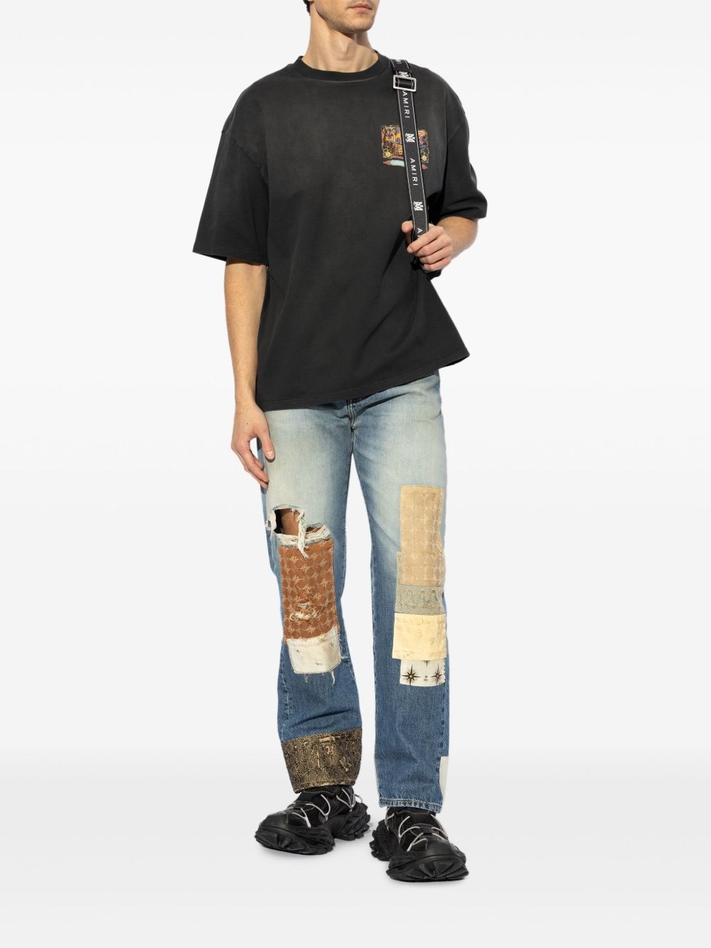 patchwork straight-leg jeans - 2