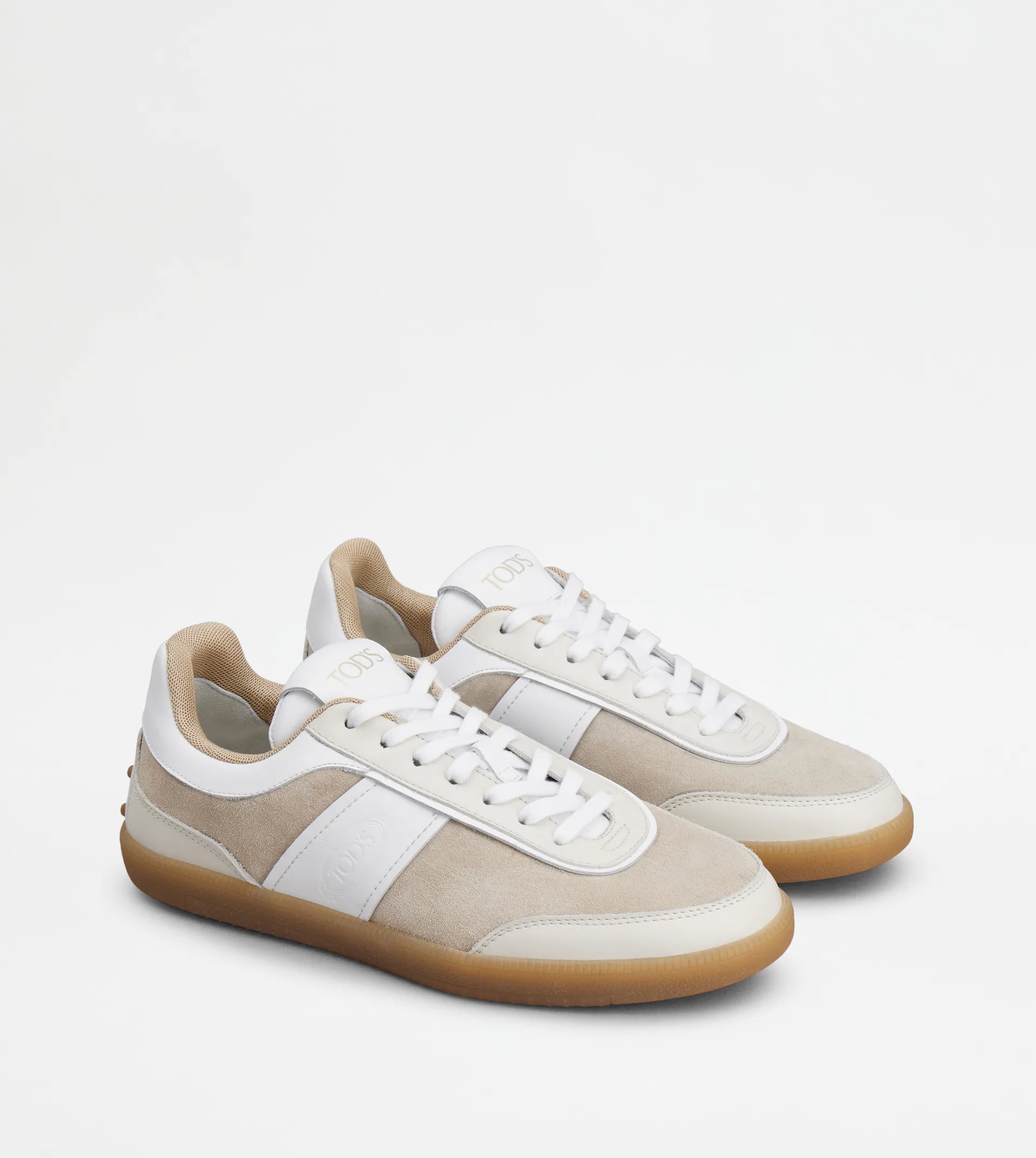 TOD'S TABS SNEAKERS IN SMOOTH LEATHER AND SUEDE - WHITE, BEIGE - 4