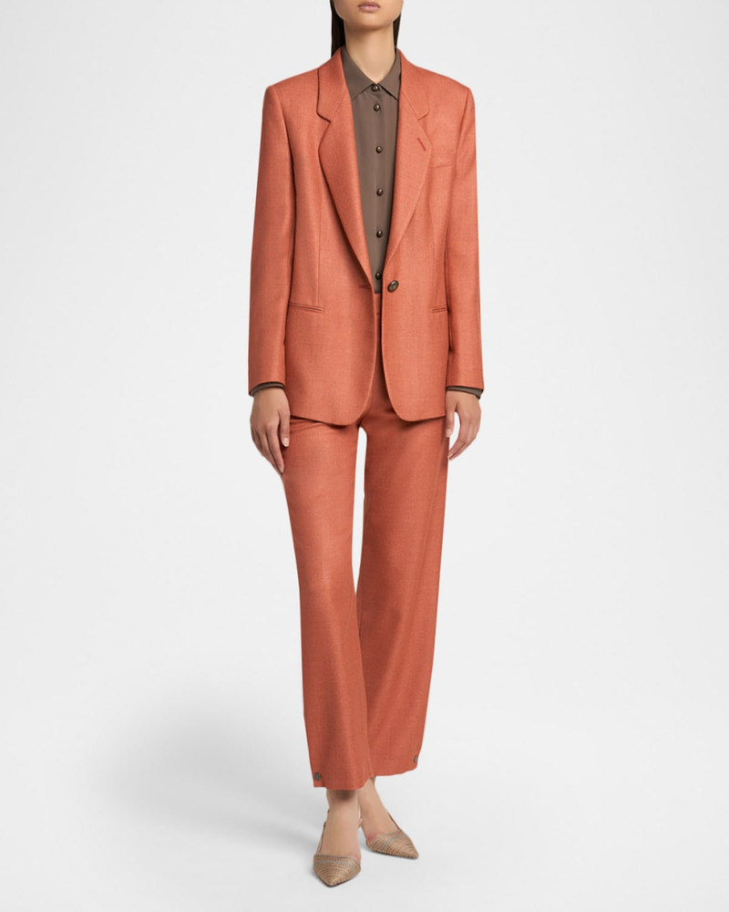 GIORGIO ARMANI Button-Hem Straight-Leg Ankle Trousers outlook