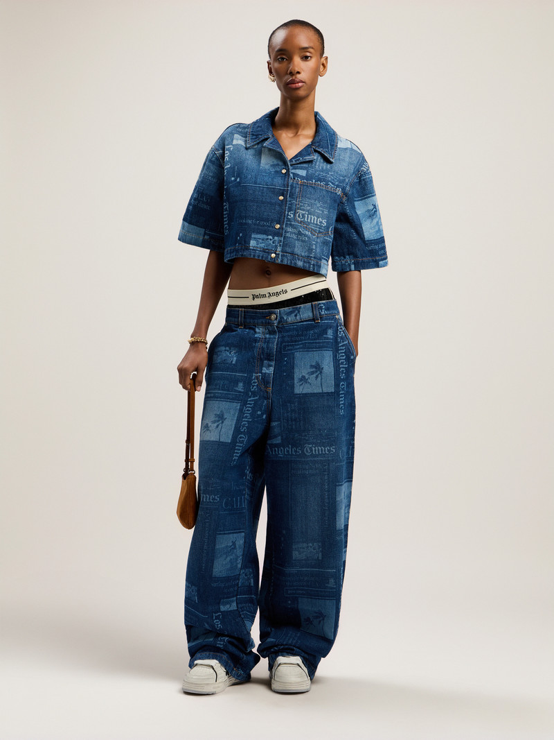 Newsprint Baggy Denim Pants 1