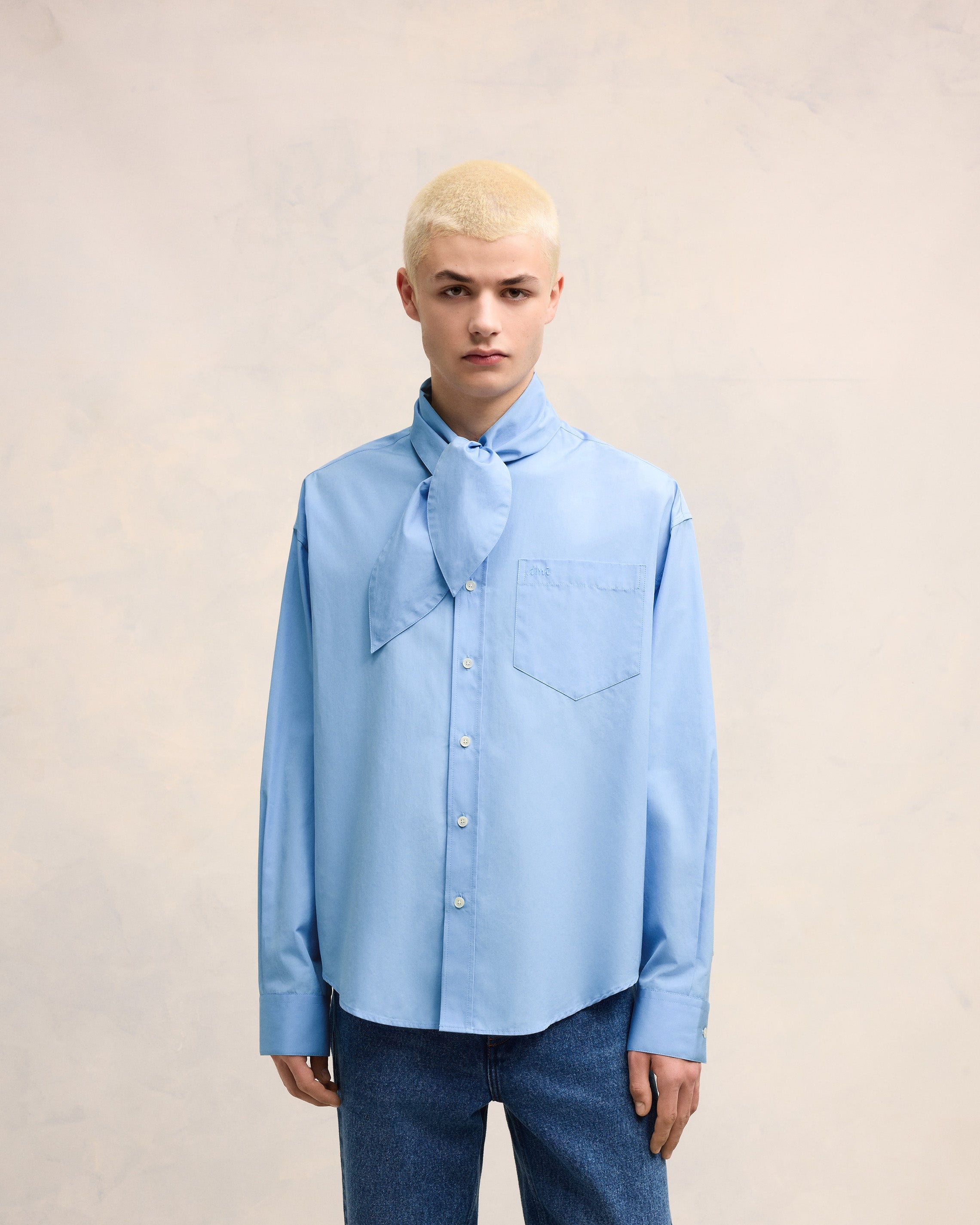 SCARF COLLAR SHIRT - 3