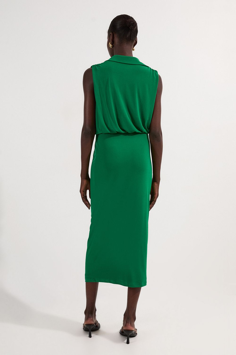 Drape Collared Crepe Maxi Dress 5