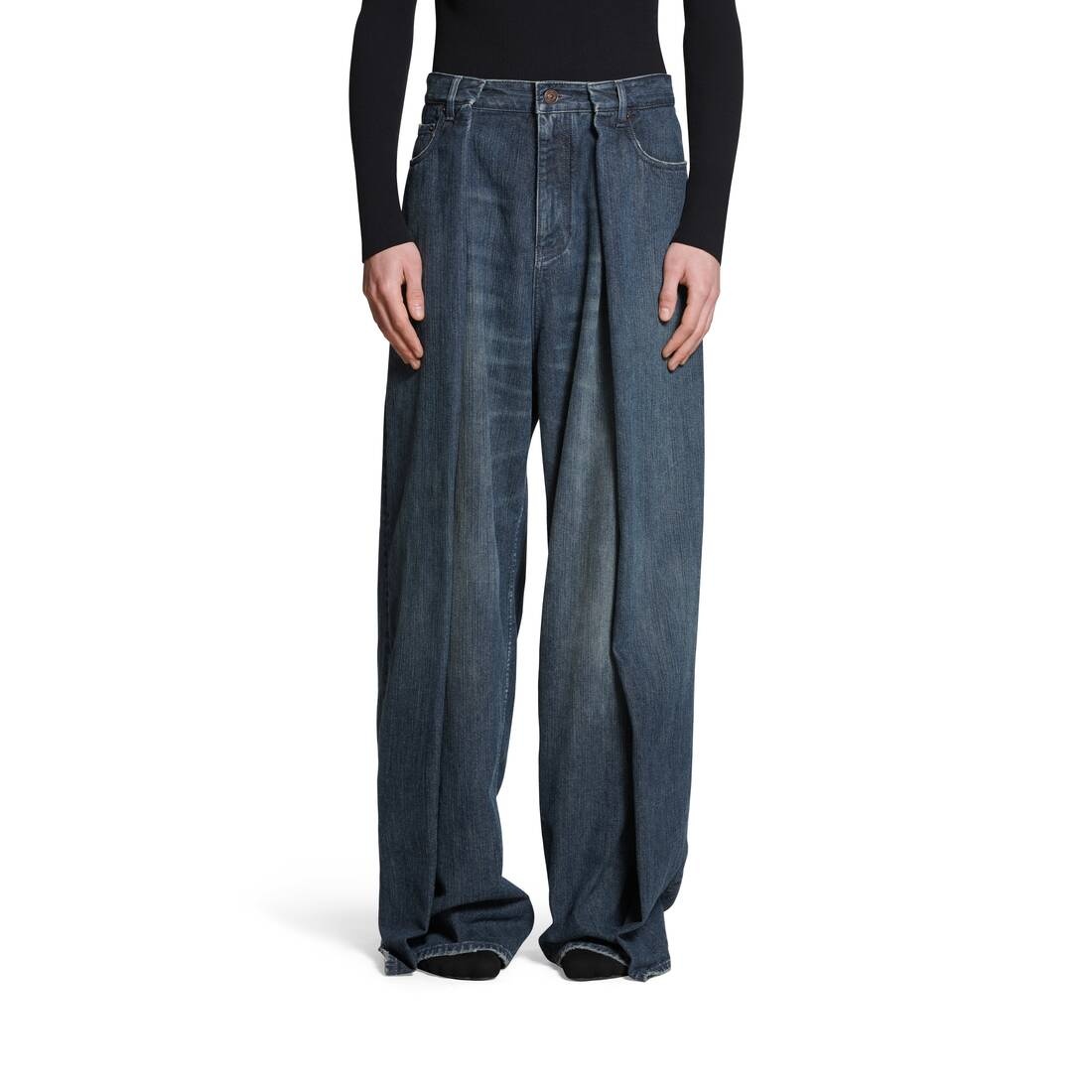 Low-waist Fitted Pants in Navy Blue