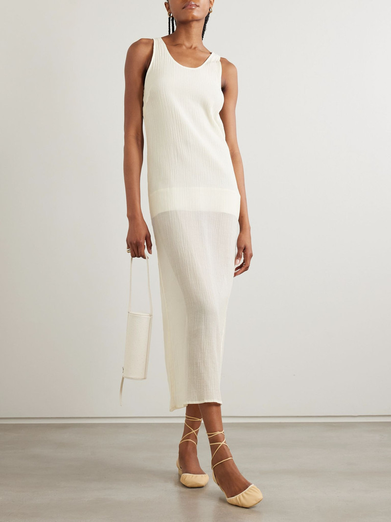 Totême Cotton and silk-blend crepon midi dress Ecru outlook
