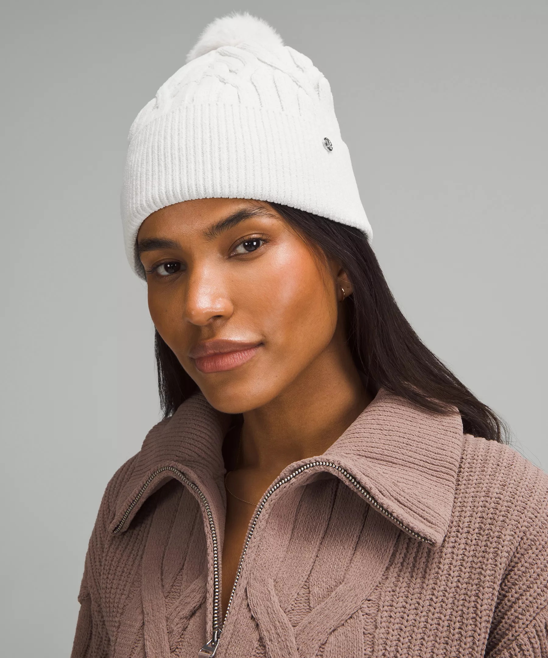 Women's Cable-Knit Pom-Pom Beanie - 2