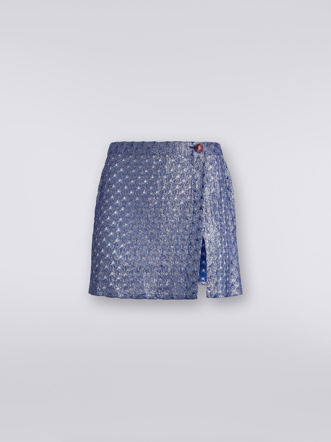 Lace-effect wrap-around miniskirt with glossy finish - 1