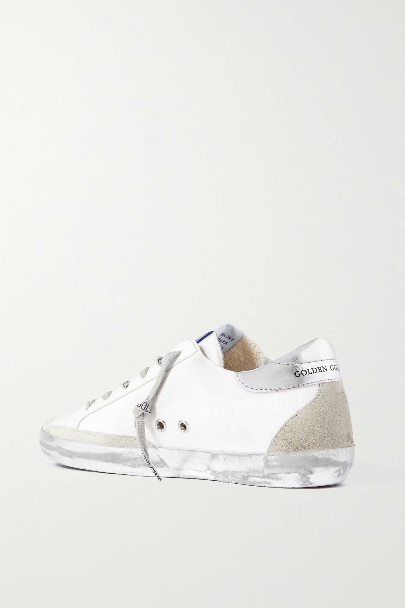 Superstar faux pearl-embellished distressed leather sneakers - 3