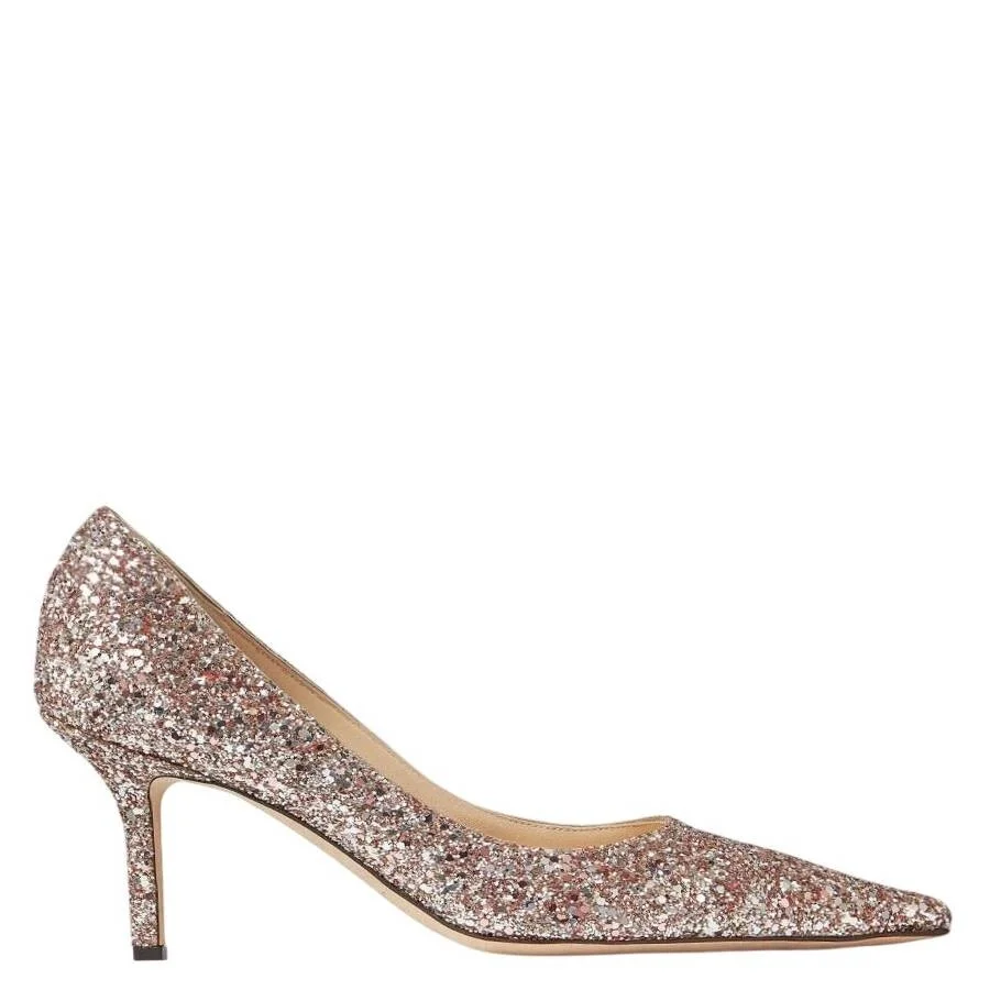Jimmy Choo Love 65 Rose Coarse Glitter Fabric Pumps - 1