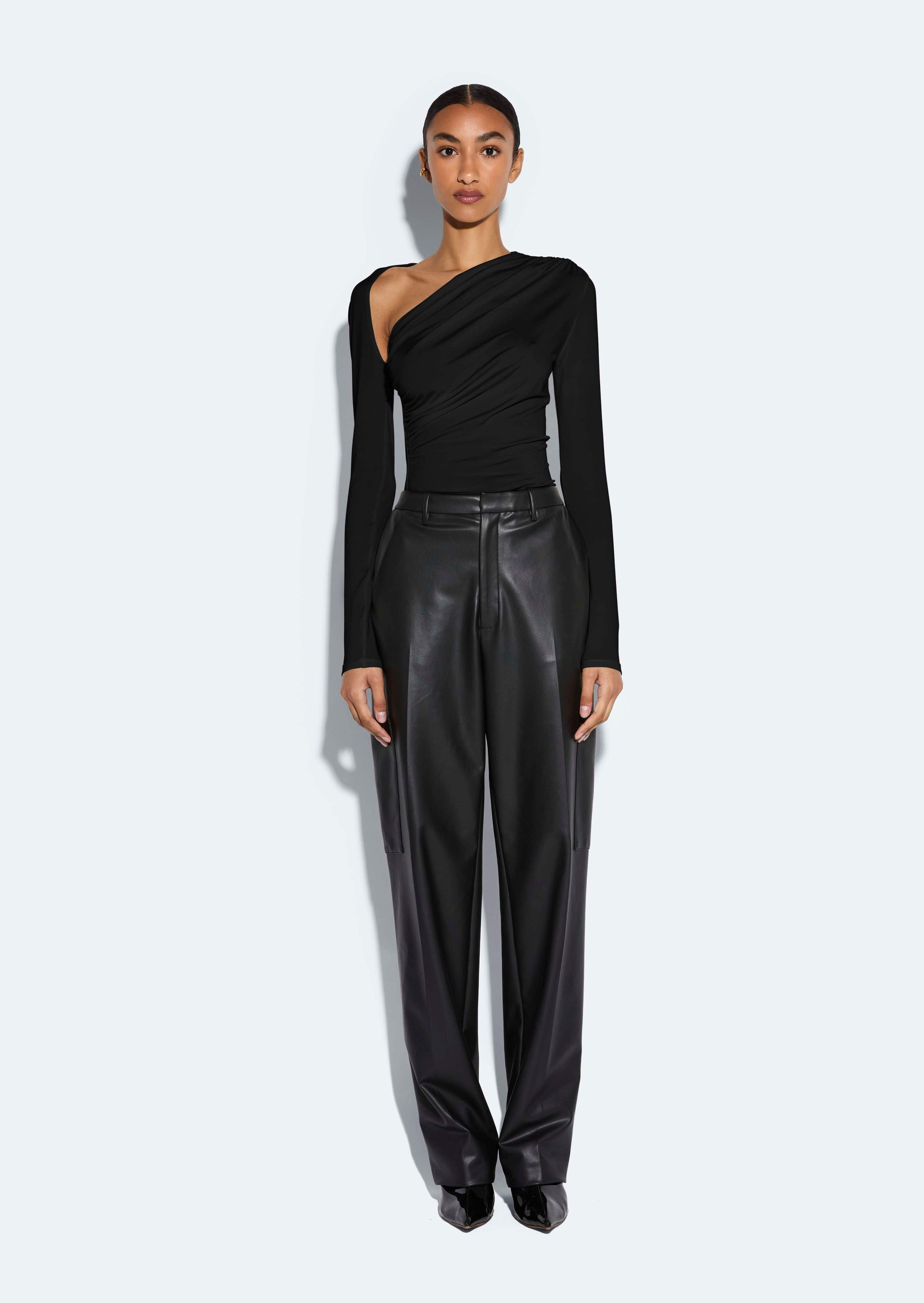 Stretch Faux Leather Tapered Trouser - 2