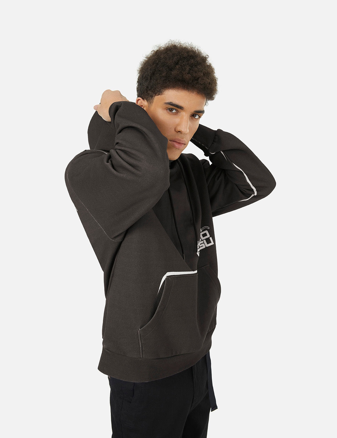 Logo and Seagull Print Relax Fit Hoodie - 5