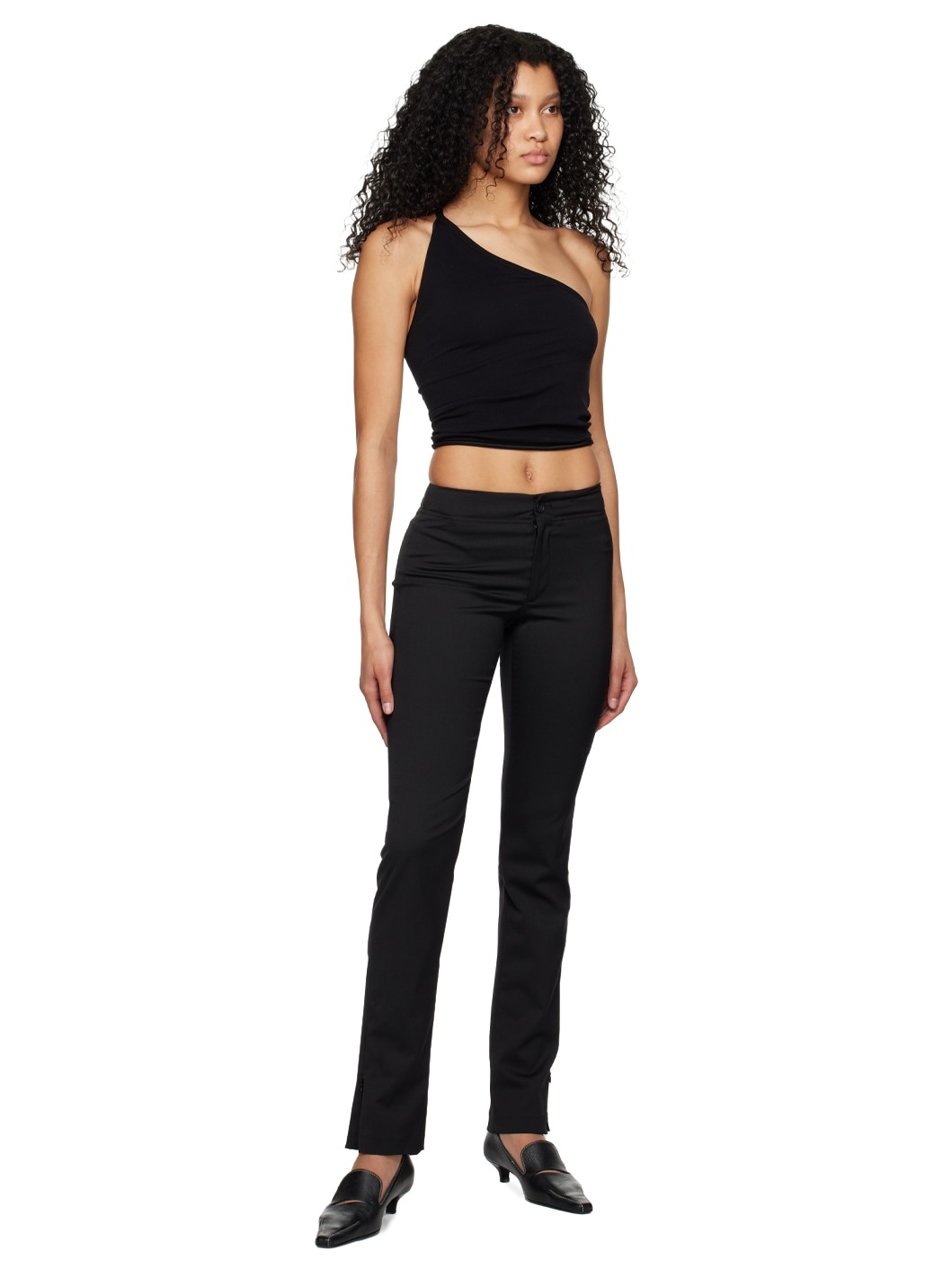 Black Slim Zip Trousers - 4