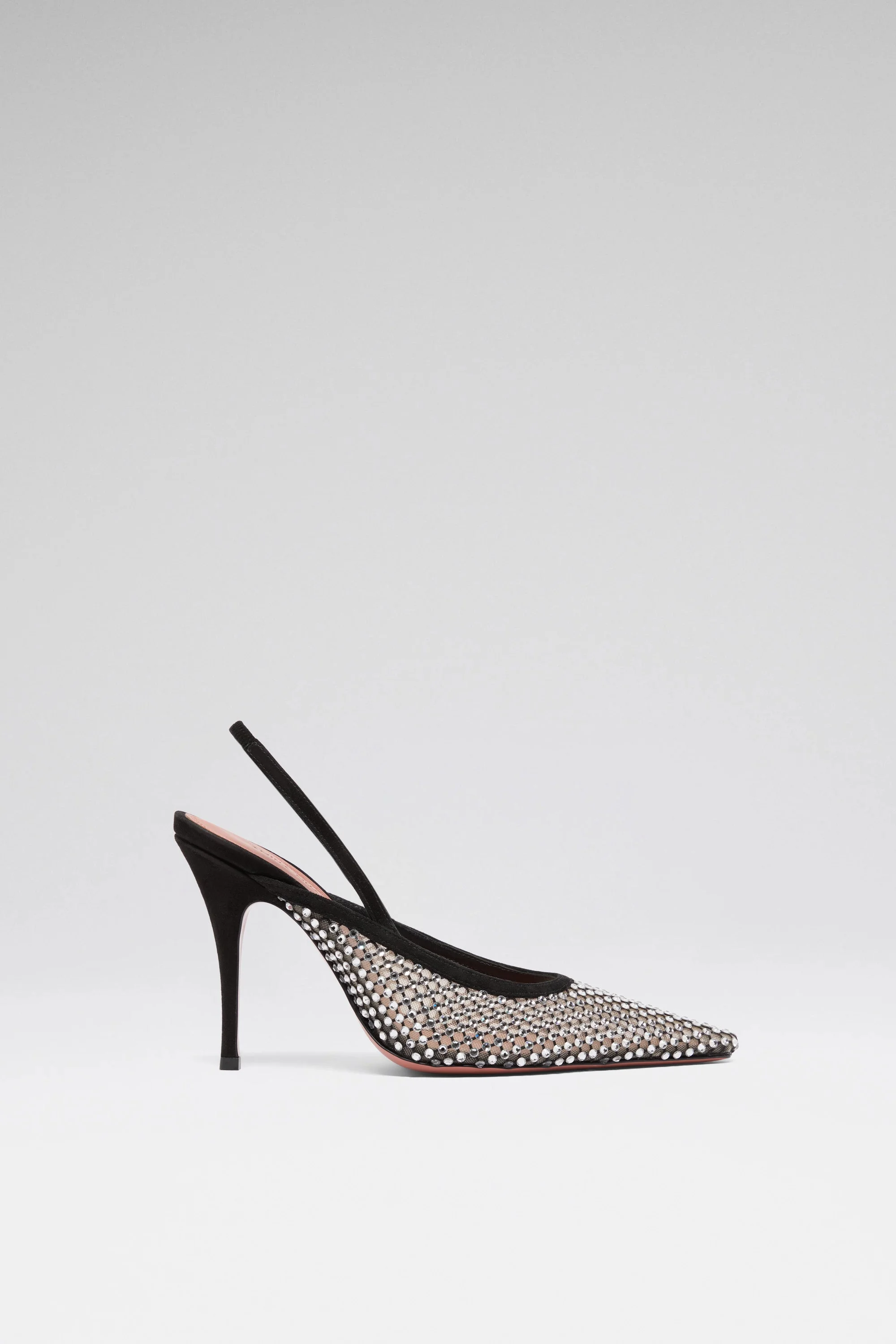 FELICIA CRYSTAL NET SLING 100 BLACK SUEDE AND WHITE CRYSTALS - 1