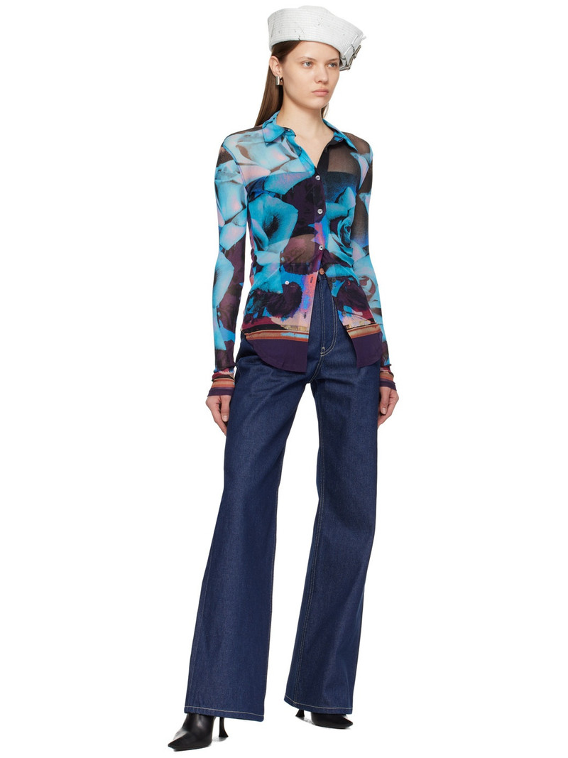 Jean Paul Gaultier Blue & Purple Roses Shirt outlook