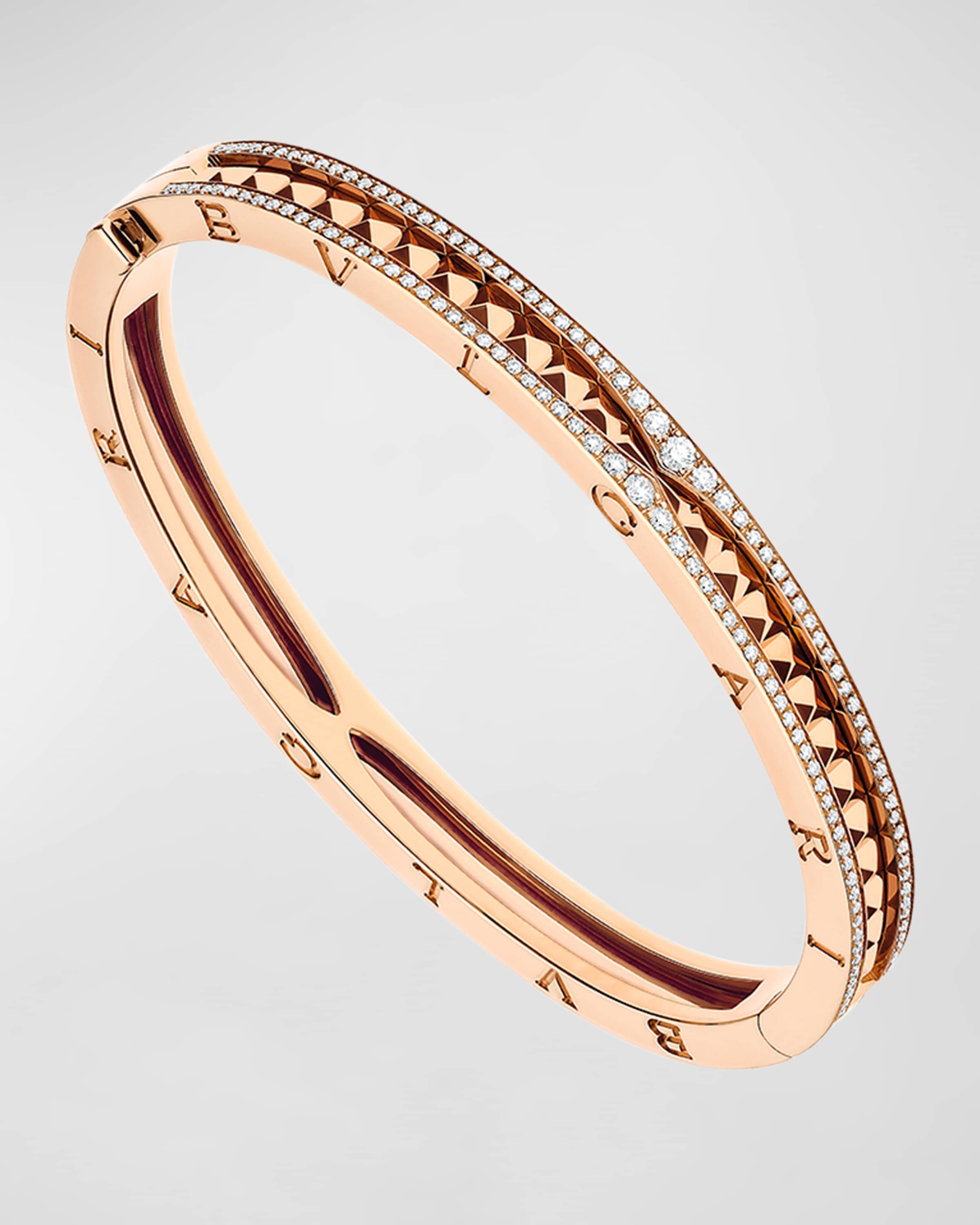 B.Zero1 Rock 18K Rose Gold Studded Diamond Bracelet, Size S - 1