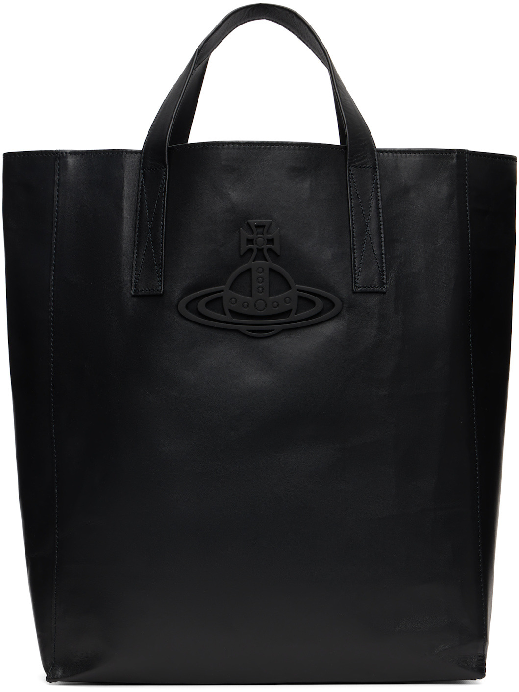 Black Leather Sarah Medium Tote - 1