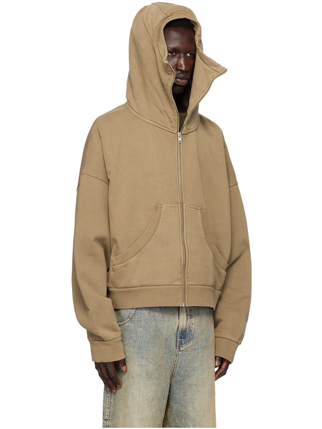 Beige Full Zip Hoodie - 2