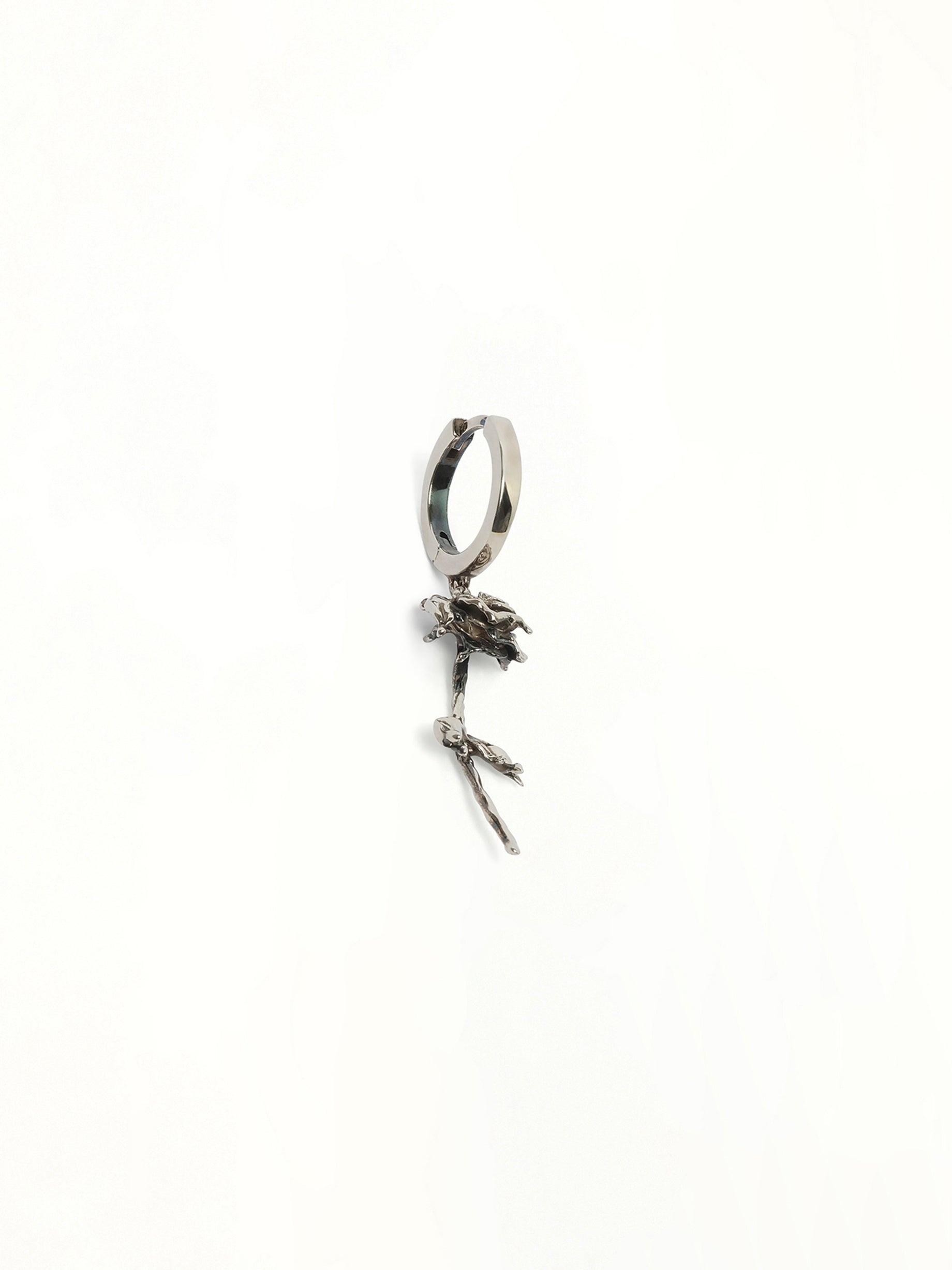 Rose Hoop Earring in Antique Silver - 2