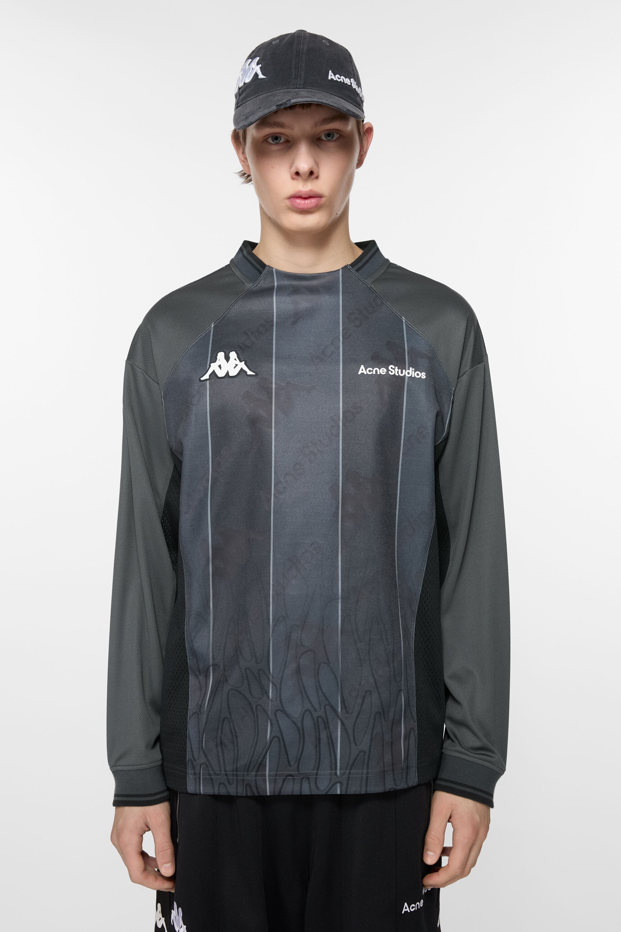 Logo t-shirt - Acne Studios x Kappa - Anthracite/black - 2