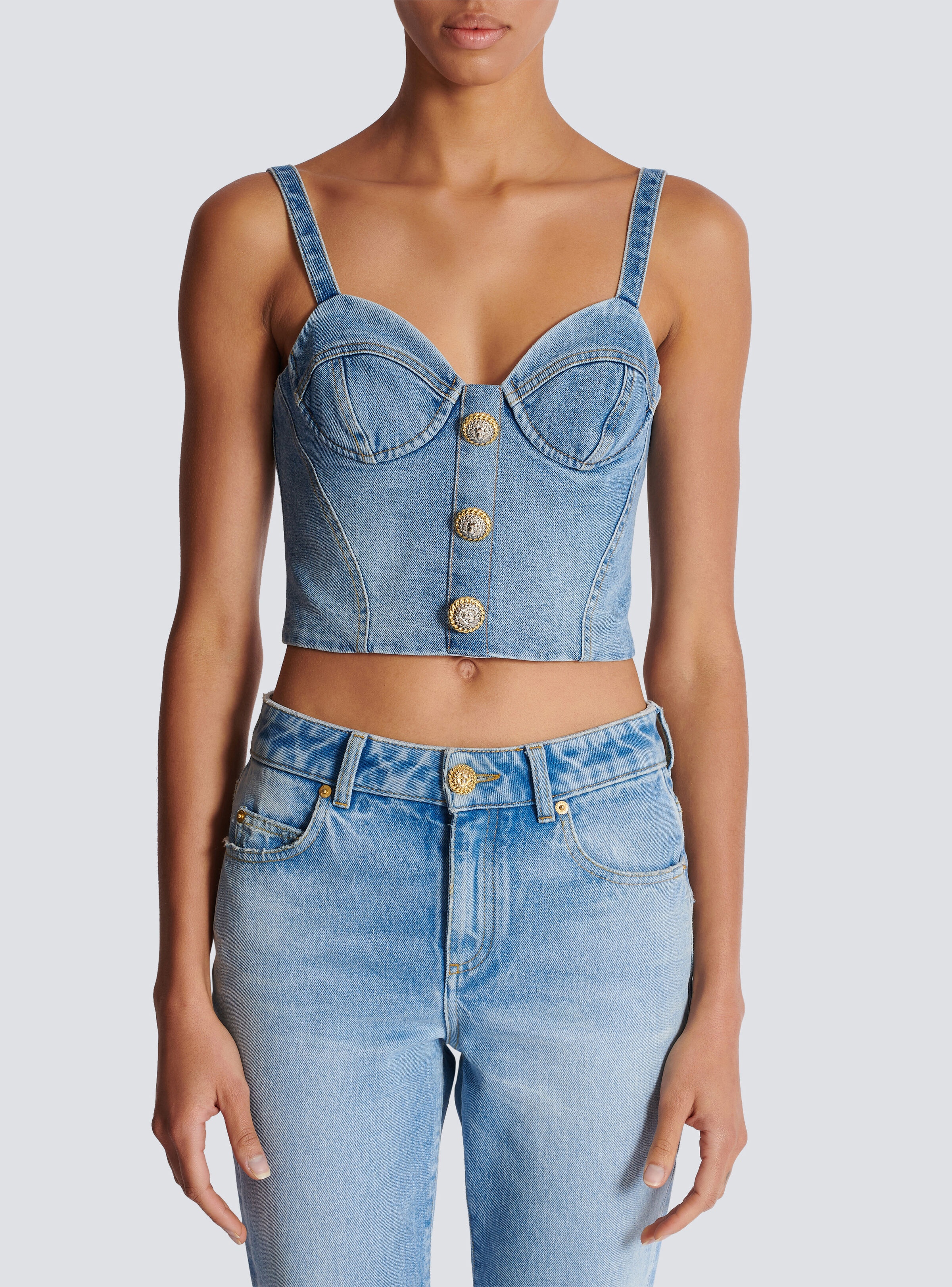 Denim top with thin straps - 5