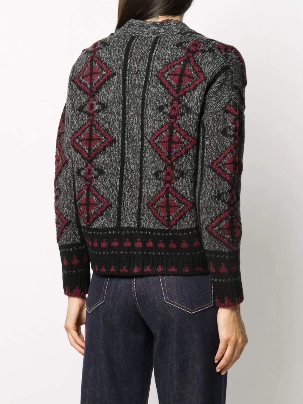 geometric wool knit cardigan  - 4