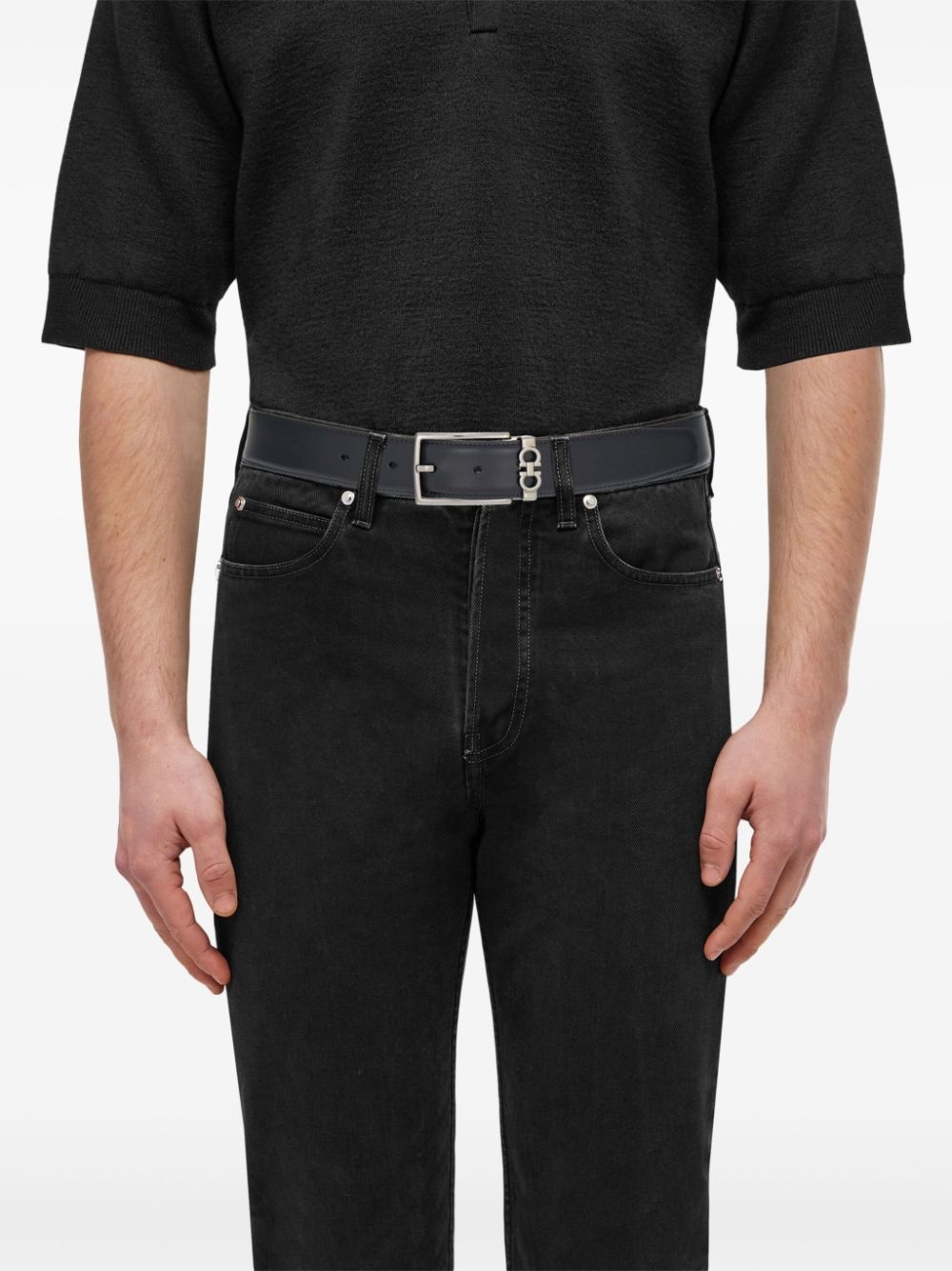 reversible Gancini leather belt - 4