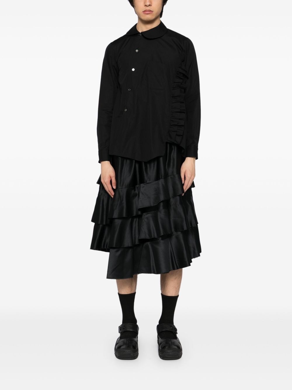 raw-edge layered skirt - 2